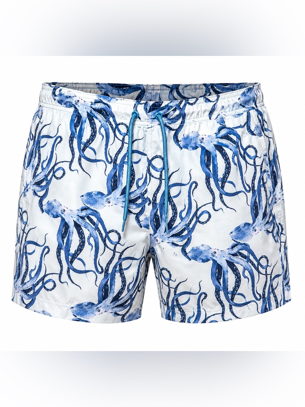 George Octopus Print Swim Trunks Board Shorts Men’s 2XL Blue Beach Swimwear